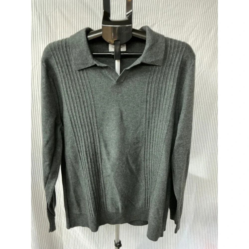 Goodfellow & Co Mens Long Sleeve Sweater Polo Charcoal Gray Large NWT 043022115